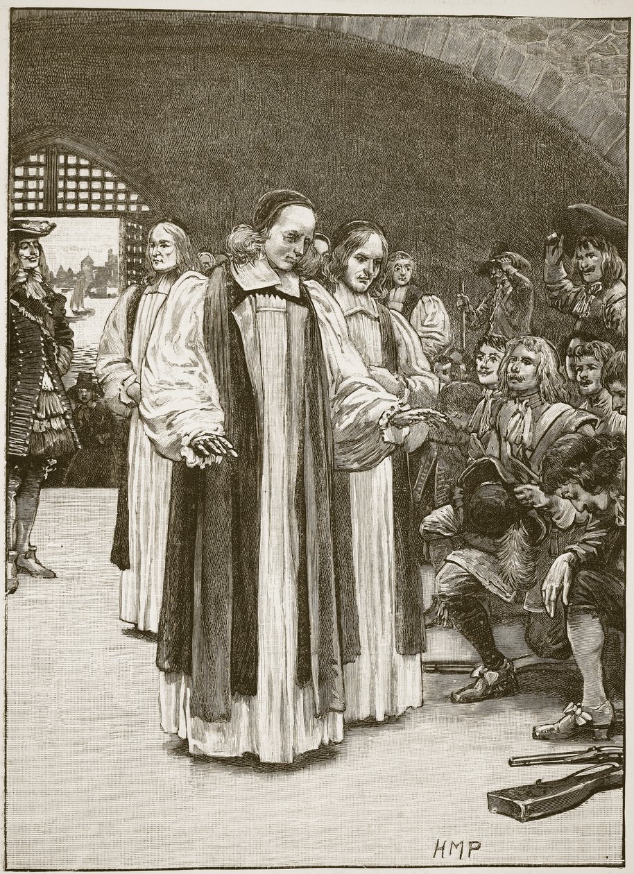 Siedmiu biskupów wchodzących do wieży, ilustracja z Cassells Illustrated History of England (zdjęcie w sepii) autorstwa English School