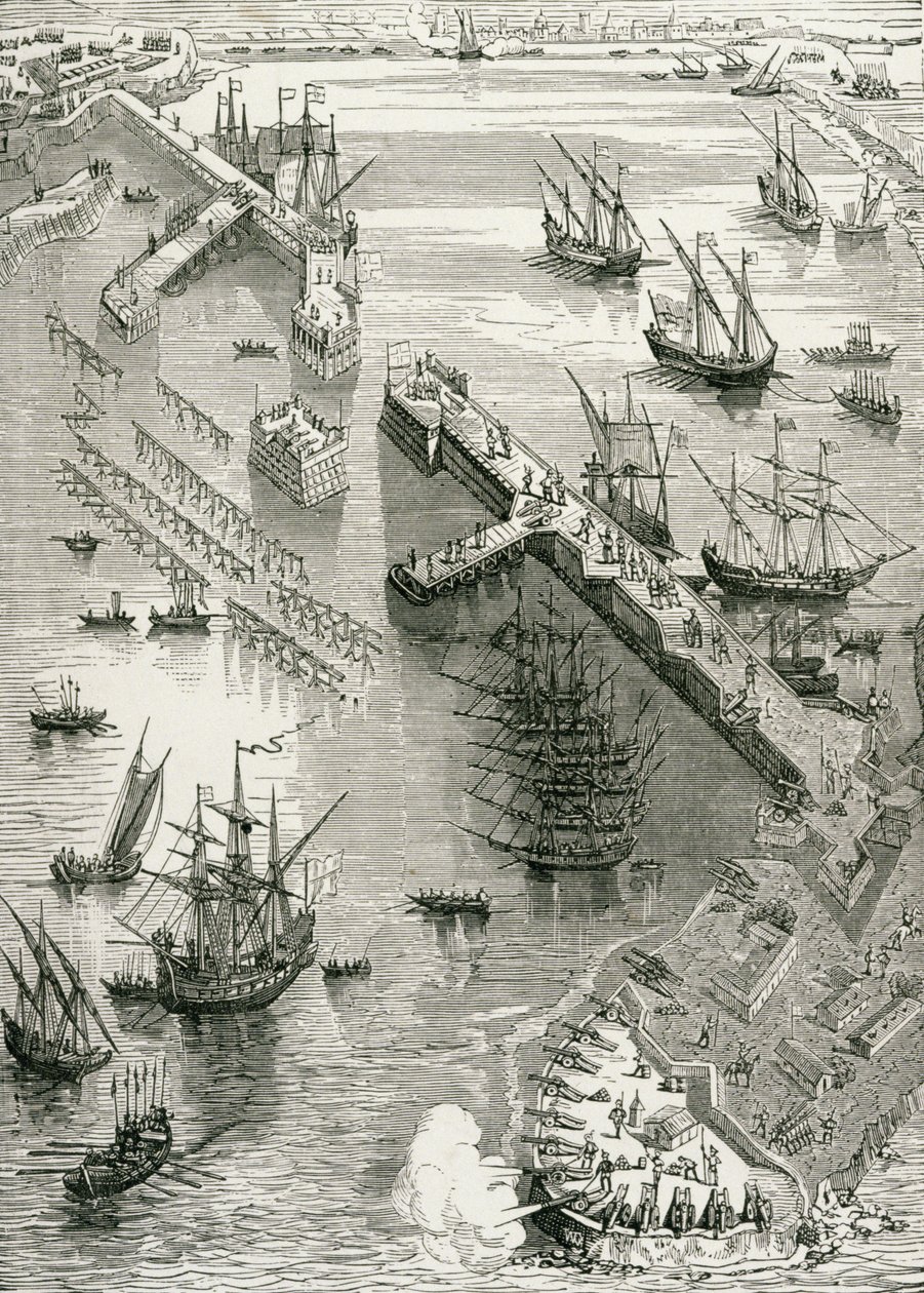 The Siege of Rochelle, z Historii Francji, Emile de Bonnechose, wyd. Ward, Lock and Co, Londyn autorstwa English School