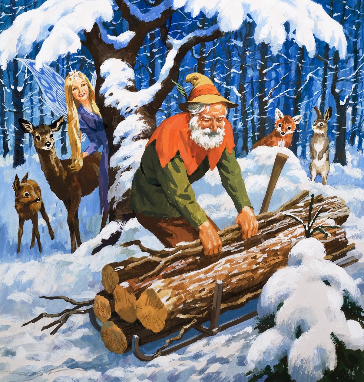 Śnieżna wróżka, ilustracja z filmu "Dawno, dawno temu" (gwasz na papierze) autorstwa English School