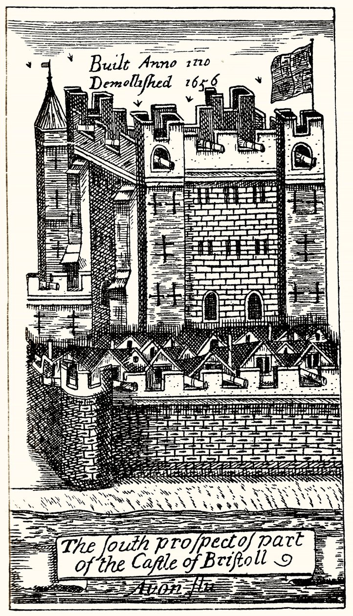 Południowa perspektywa części zamku Bristoll, wyd. 1893. autorstwa English School