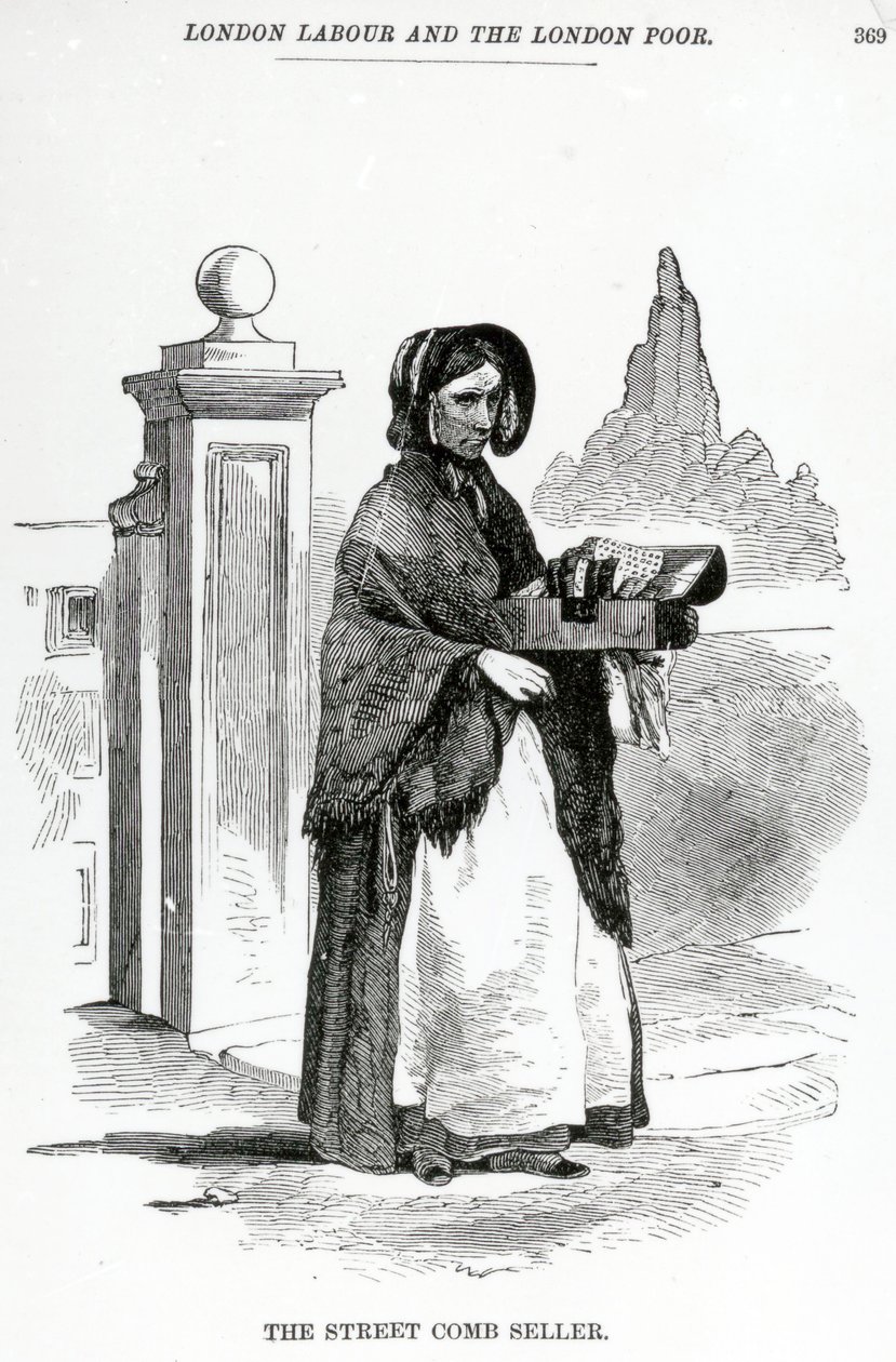 Sprzedawca grzebienia ulicznego, ok. 1840 r autorstwa English School