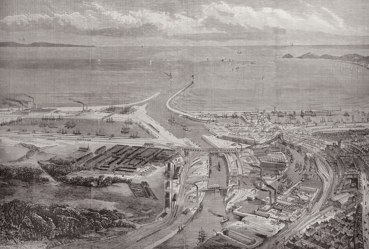 The Swansea Harbor and Docks, z The Illustrated London News, 22 października 1881 r. autorstwa English School