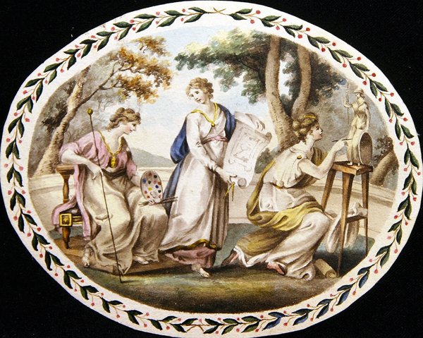 Trzy Muzy Sztuk Pięknych, ok. 1790 (akwarela na papierze) autorstwa English School