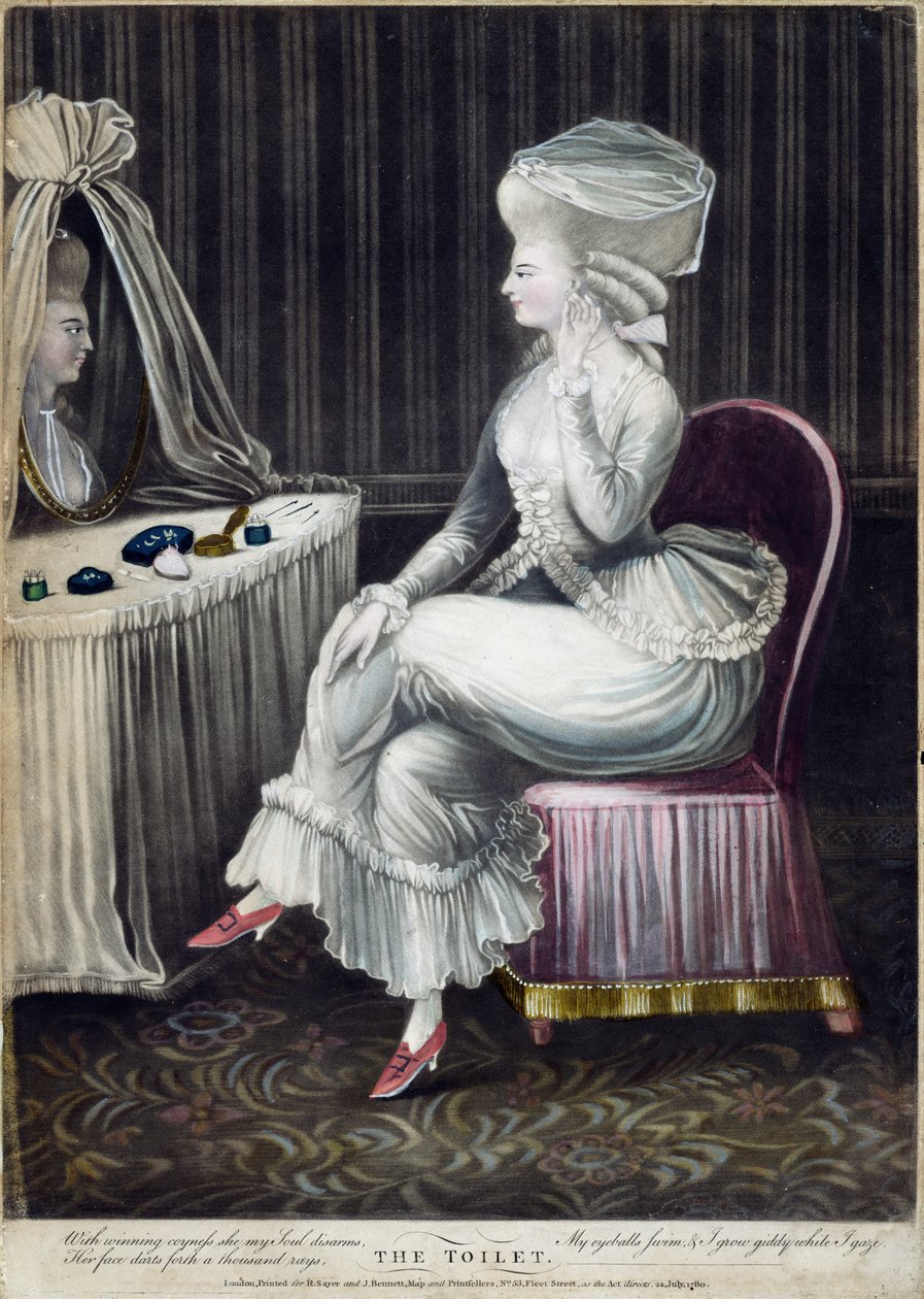 Toaleta, wyd. Robert Sayer i J. Bennett, 1780 (grawerunek mezzotinta) autorstwa English School