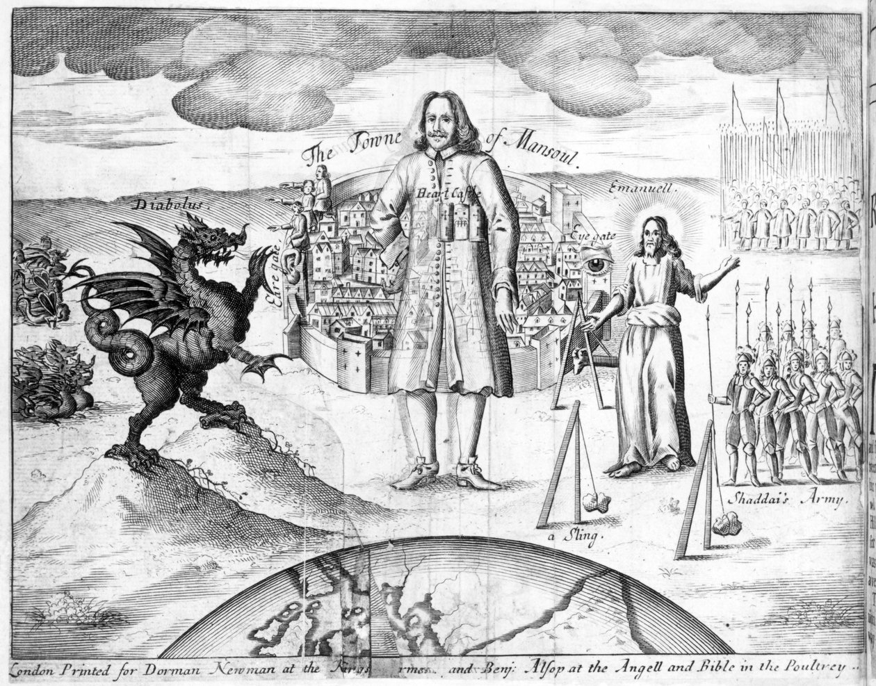 Miasto Mansoul, ilustracja z „Świętej wojny” Johna Bunyana, 1682 autorstwa English School