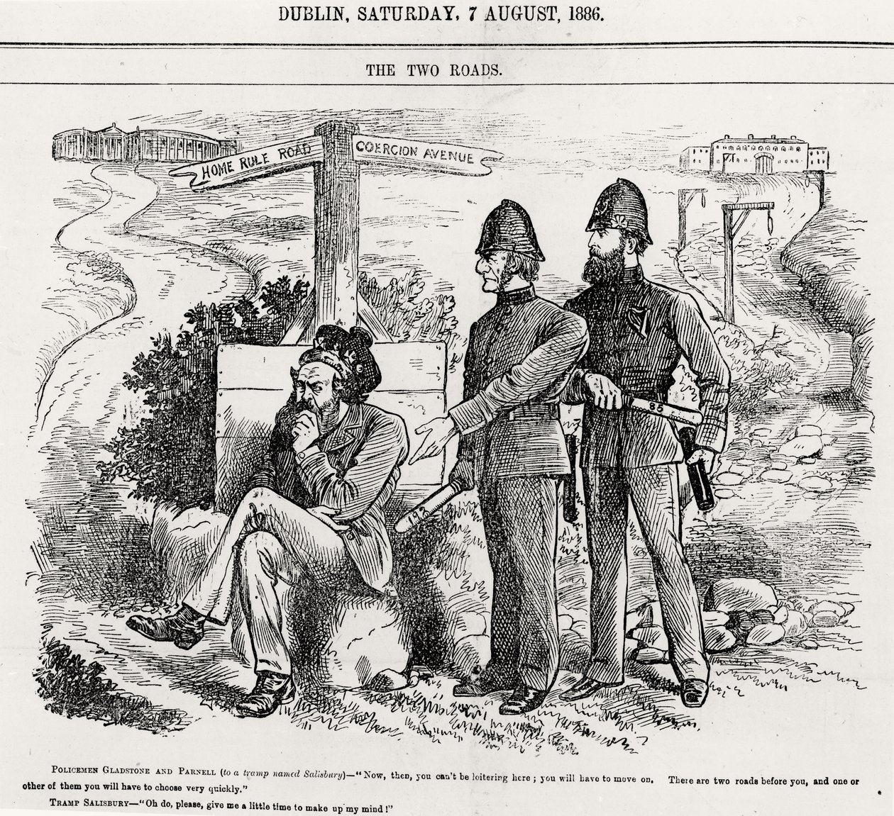 Dwie drogi, ilustracja, wyd. 7 sierpnia 1886 r autorstwa English School
