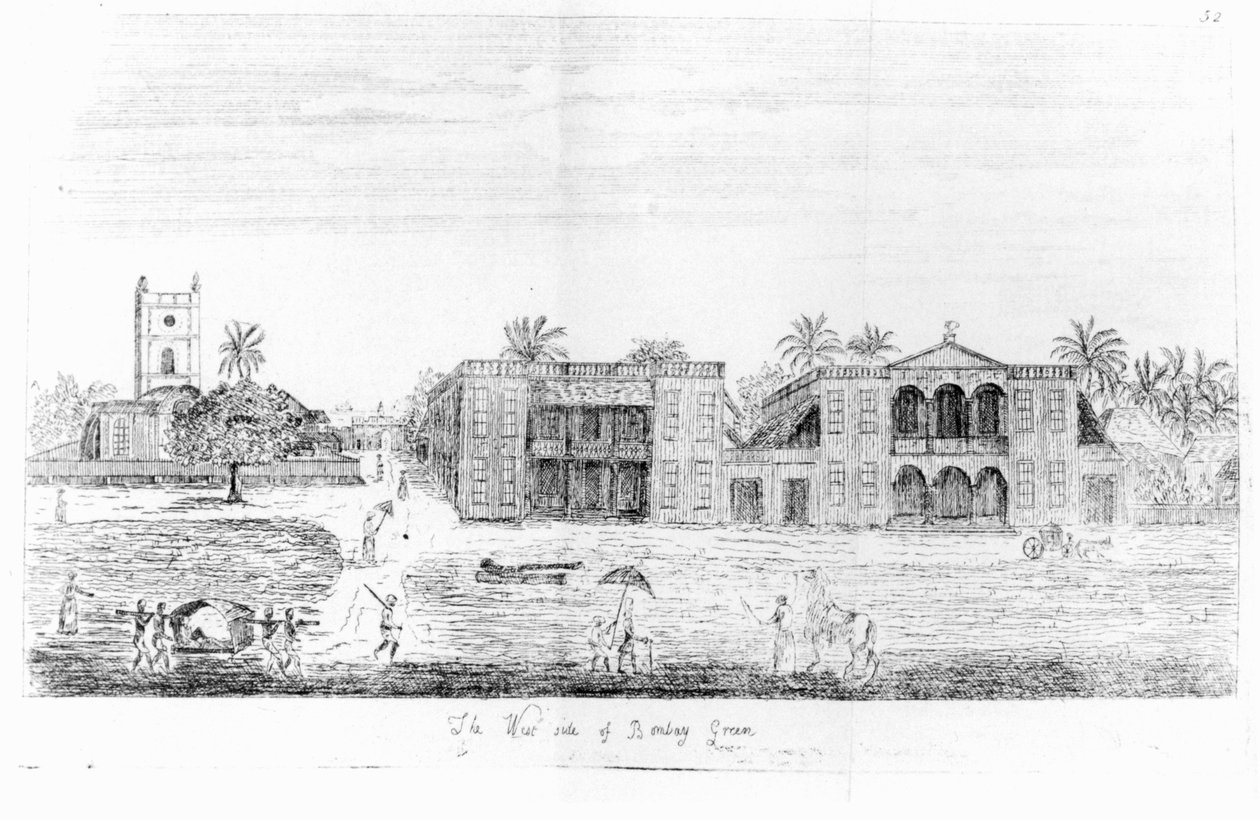 West Side of Bombay Green, Indie, z podróży do Indii Wschodnich, John Henry Grose, wydanie 2, 1766 autorstwa English School