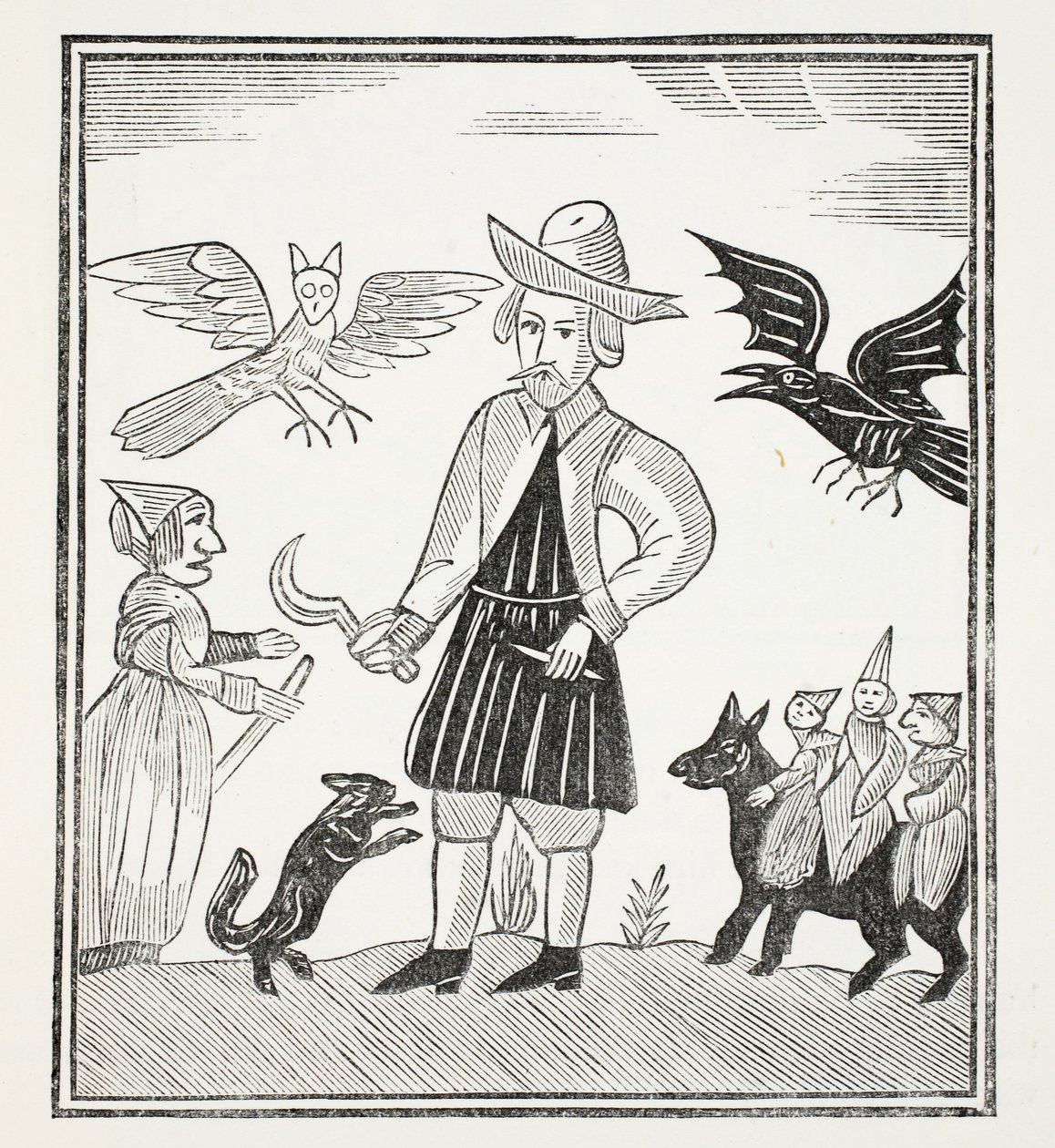 Czarownica z lasów, ilustracja z książki Chap z XVIII wieku autorstwa Johna Ashtona, wyd. 1882 autorstwa English School