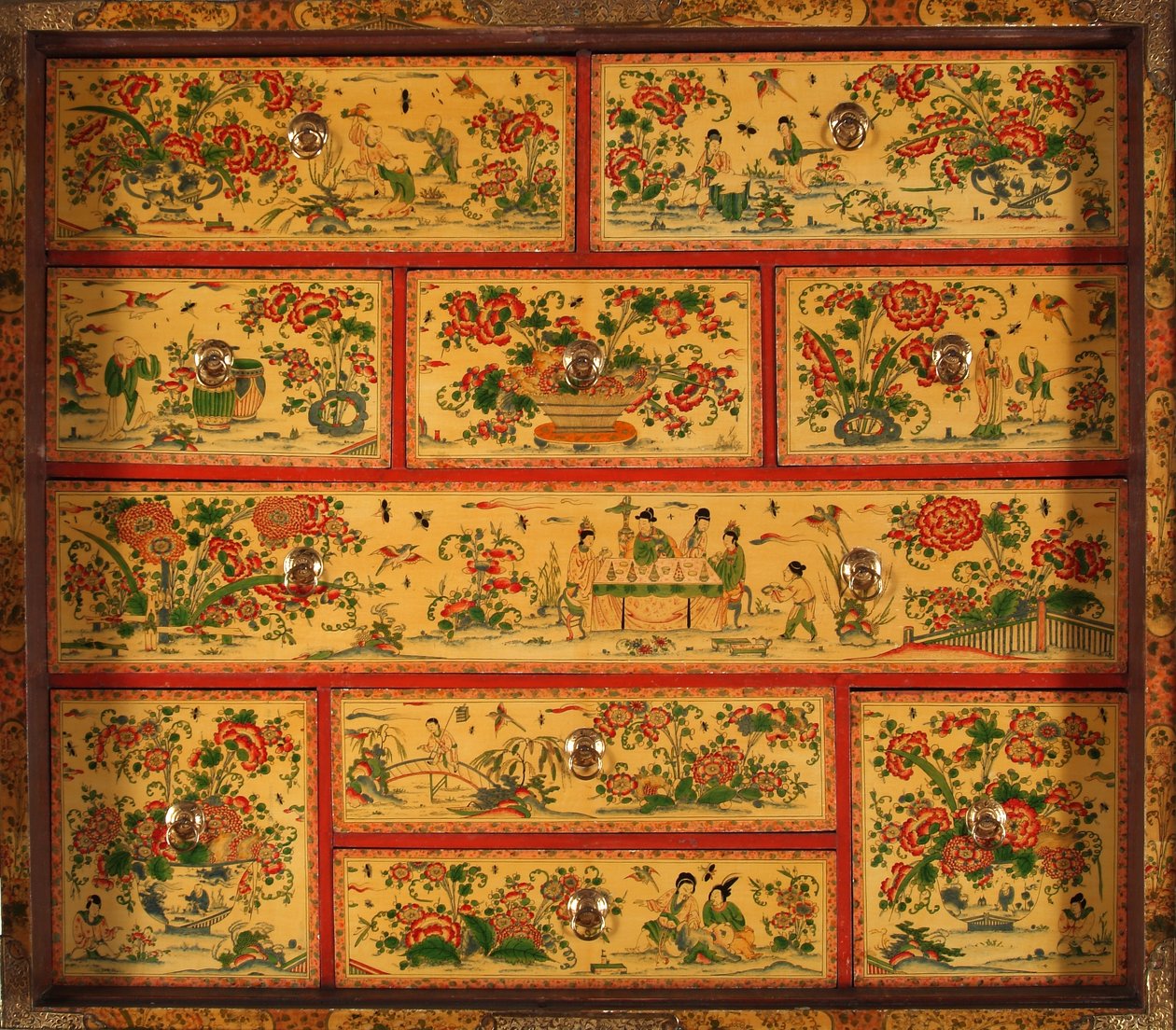 Gabinet Witcombe, ok. 1697 (drewno japońskie i posrebrzane) autorstwa English School