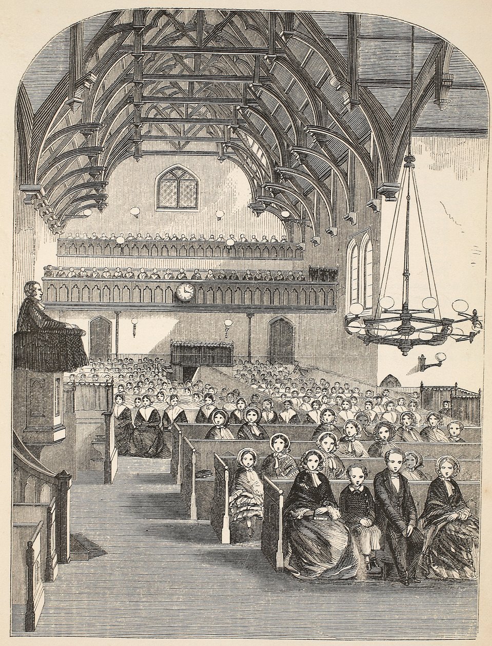 Kaplica w Brixton, ilustracja z The Criminal Prisons of London i Scenes from Prison Life autorstwa Henry