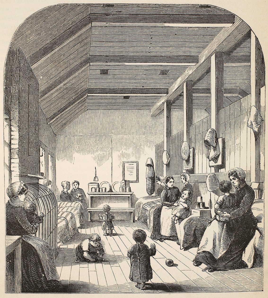 Żłobek dla skazańców w Brixton, ilustracja z The Criminal Prisons of London i Scenes from Prison Life autorstwa Henry