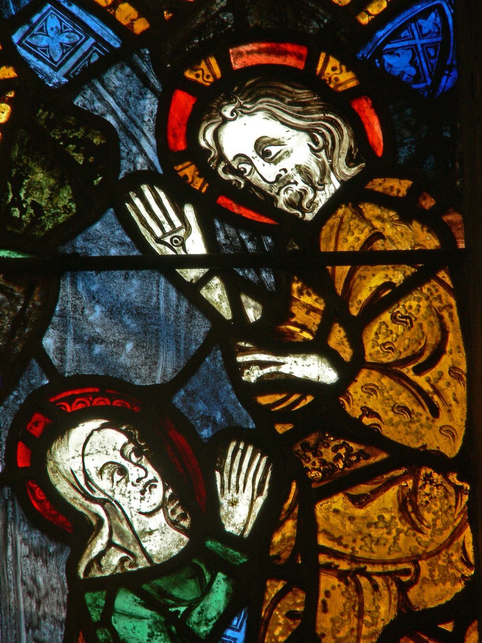 Okno wschodnie przedstawiające scenę z życia św. Marii Magdaleny - Noli me Tangere? autorstwa English School