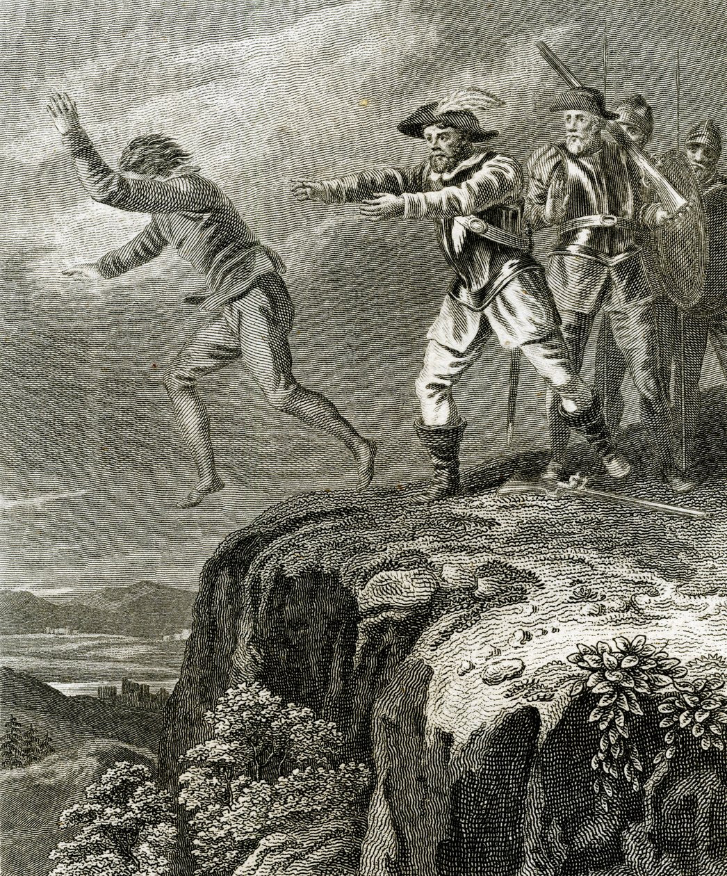 Ucieczka protestanckiego męczennika Antoniego, Guiguo, ok. 1830 r. (rycina) autorstwa English School