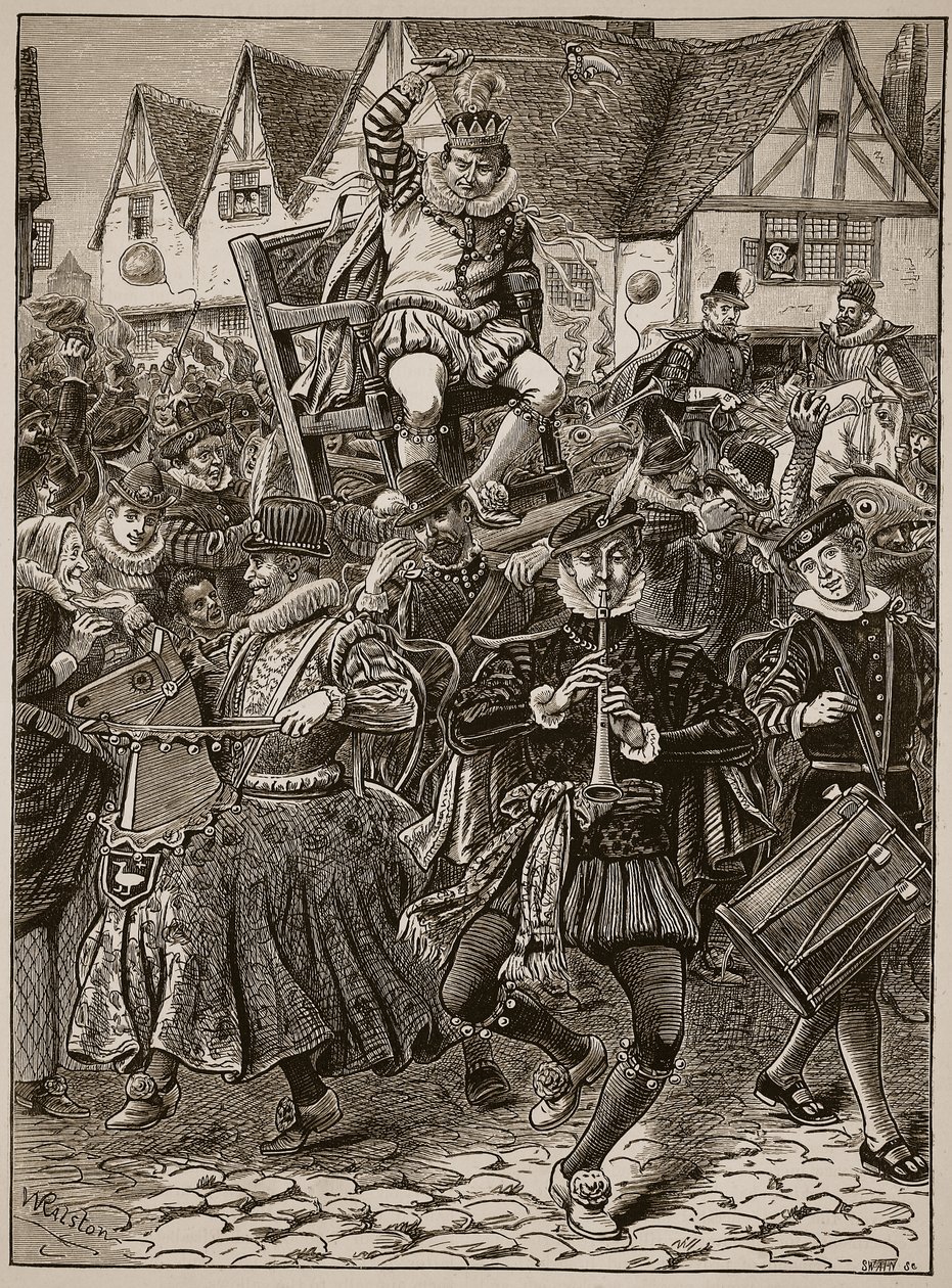 Igraszki My Lord of Misrule, ilustracja z Cassells Illustrated History of England (zdjęcie w sepii) autorstwa English School