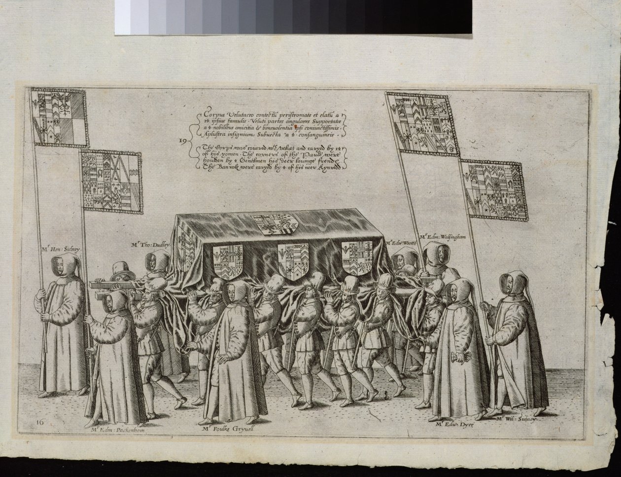 Kondukt pogrzebowy sir Philipa Sidneya (1554-1586) w drodze do katedry św. Pawła, 1587, ryty przez Theodora de Bry (1528-1598) autorstwa English School