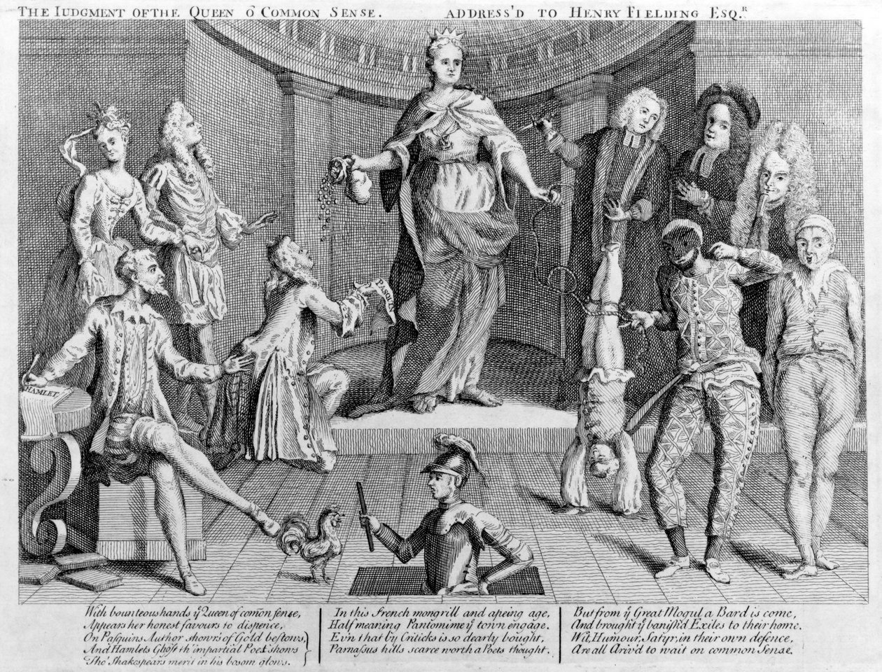Wyrok królowej zdrowego rozsądku skierowany do Henry Fielding Esq., 1736 autorstwa English School
