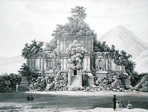 Wielka Świątynia w Brambanan, tablica 35 z tomu II „Historii Jawy” Thomasa Stamforda Rafflesa (1781-1826), opublikowana w 1817 r. (litografia) autorstwa English School