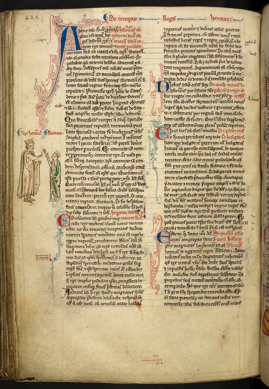 Małżeństwo Henryka III i Eleonory Prowansalskiej z The Historia Anglorum, Matthew Paris, MS Royal 14 CVII, f. 124.v, ok. 1250-59 autorstwa English School