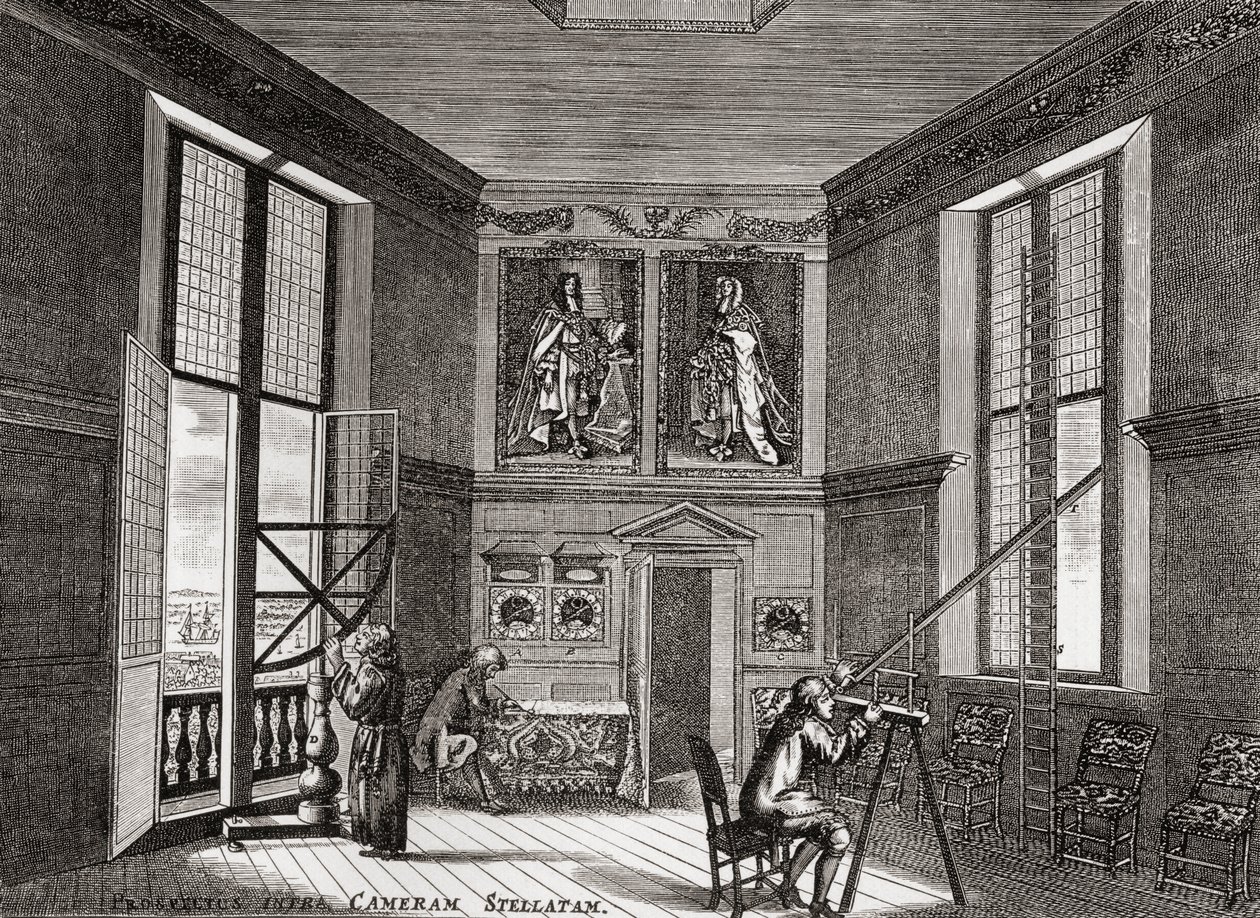 Stara sala obserwacyjna, Greenwich, z „Krótkiej historii Anglików” J.R. Greena, opublikowanej w 1893 r. autorstwa English School