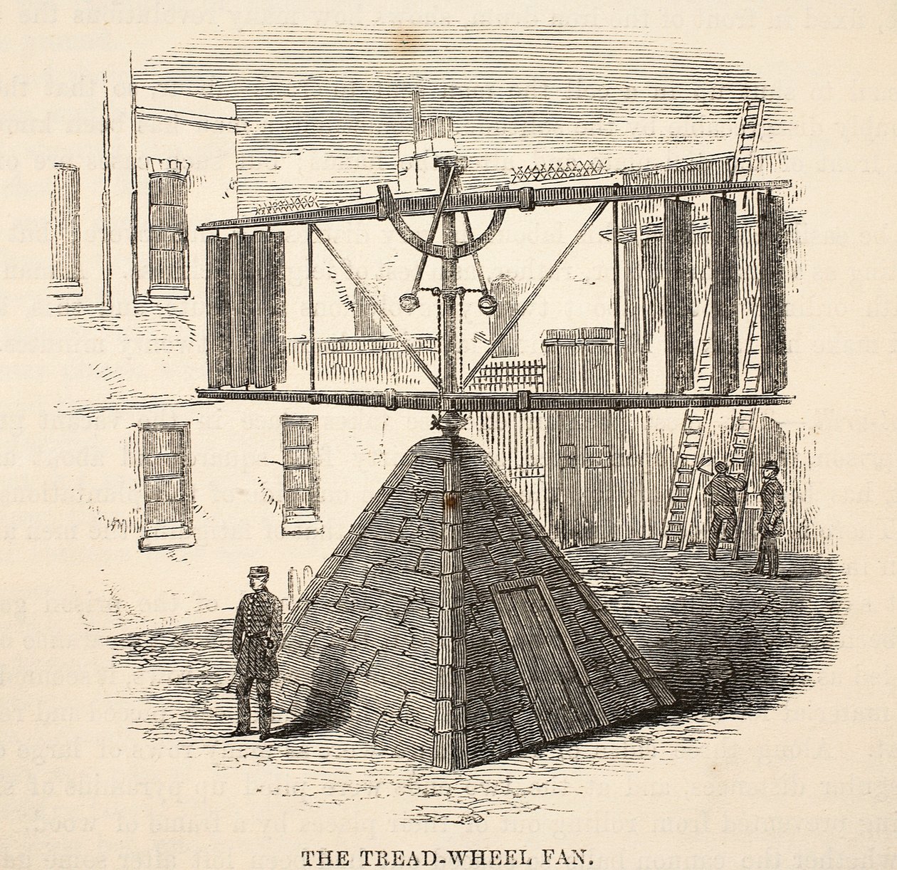 Wachlarz bieżnika, ilustracja z The Criminal Prisons of London i Scenes from Prison Life autorstwa Henry