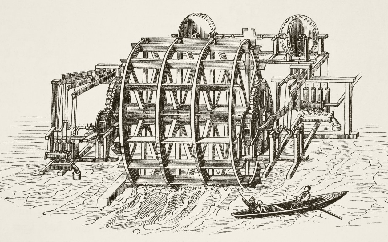 Wodociągi London Bridge, po raz pierwszy wzniesione w 1582, z The National and Domestic History of England autorstwa Williama Hickmana Smitha Aubreya (1858-1916) opublikowane w Londynie, ok. 1890 autorstwa English School