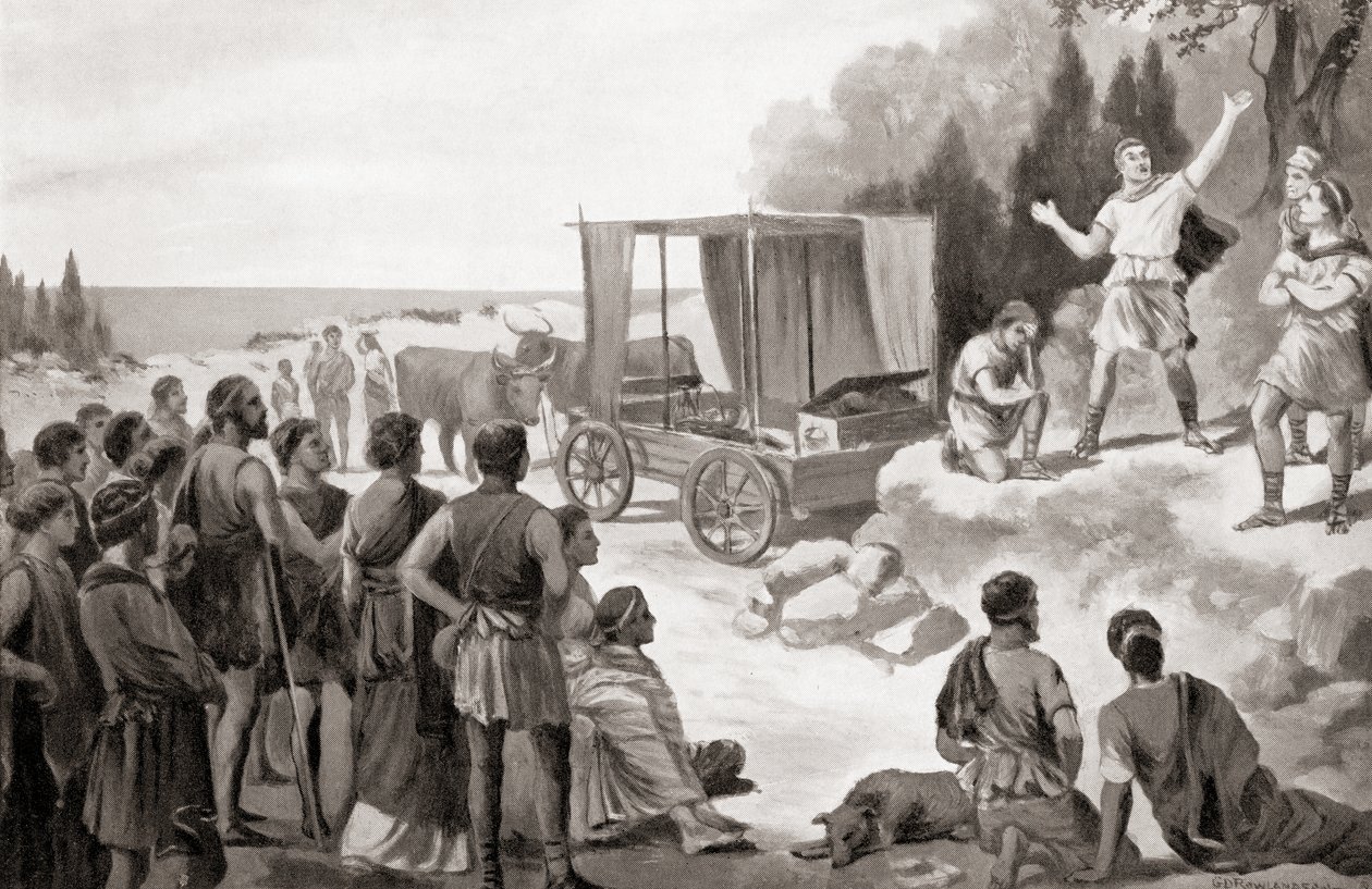 Wóz Thespisa, z Historii Narodów Hutchinsona, wyd. 1915 autorstwa English School