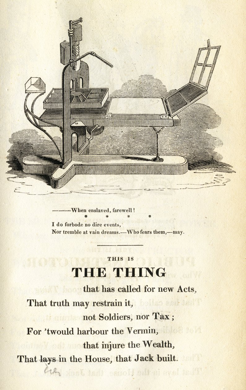 This is the Thing, ilustracja z The Political House, którą zbudował Jack William Hone, opublikowana w 1819 r. autorstwa English School