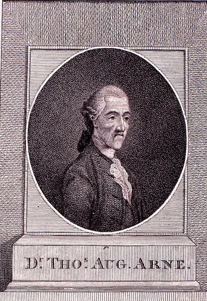 Thomas Augustine Arne (1710-78) (grawerowanie) autorstwa English School