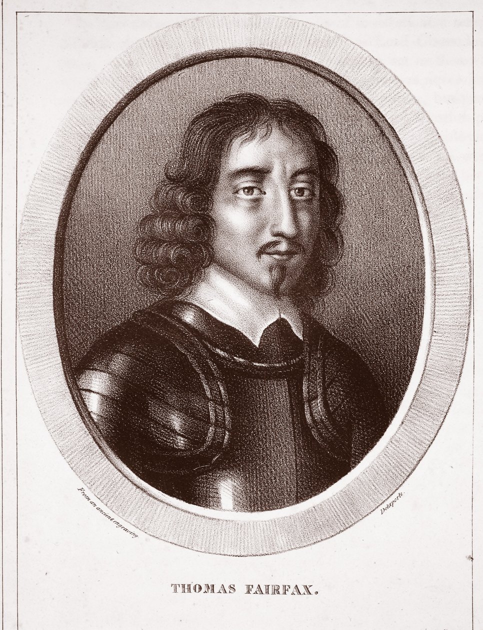 Thomas Fairfax, przypisywany Delaporte, ryty przez de Ducarme autorstwa English School