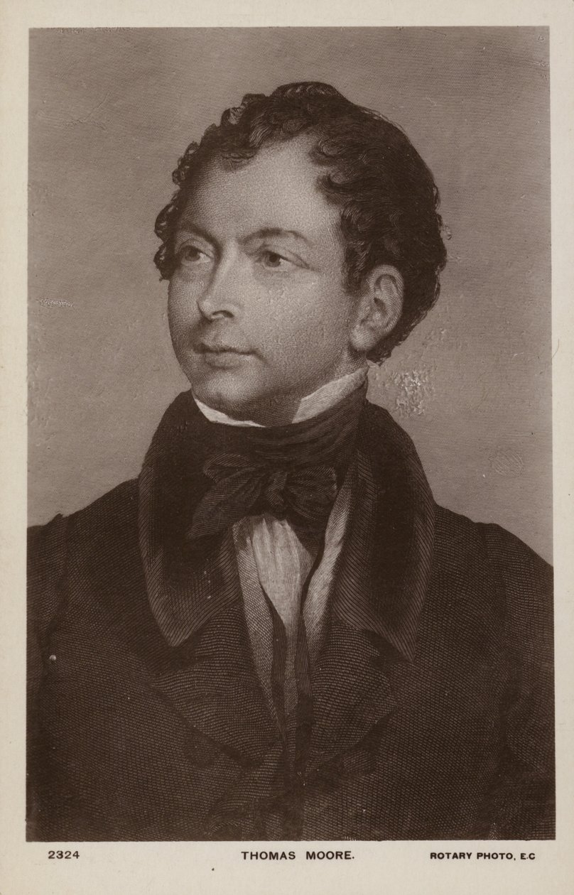 Thomas Moore (1779-1852), irlandzki poeta, piosenkarz i konferansjer (litografia) autorstwa English School