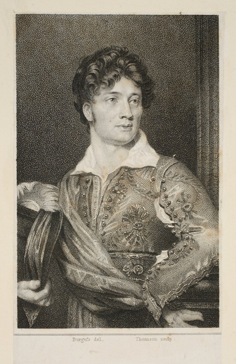 Thomas Simpson Cooke jako Don Carlos w „Duennie” Linleya, wyd. 1818 (grawerowanie punktowe) autorstwa English School