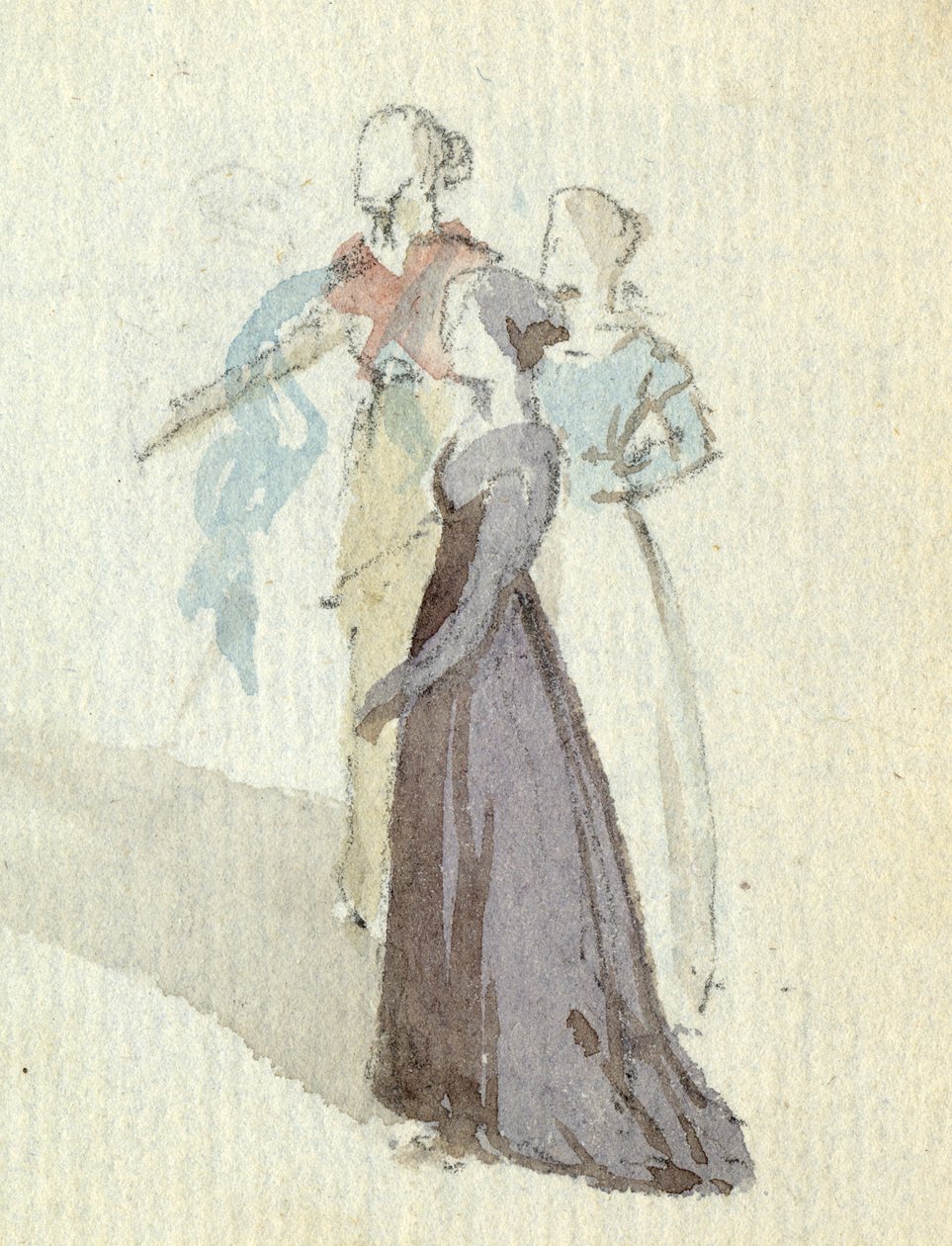 Trzy kobiety, ok. 1825 (wc na papierze) autorstwa English School