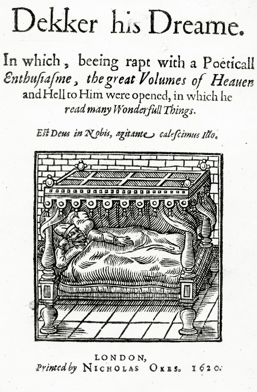 Strona tytułowa dla Dekkera jego marzenie Thomasa Dekkera, opublikowana 1620 autorstwa English School