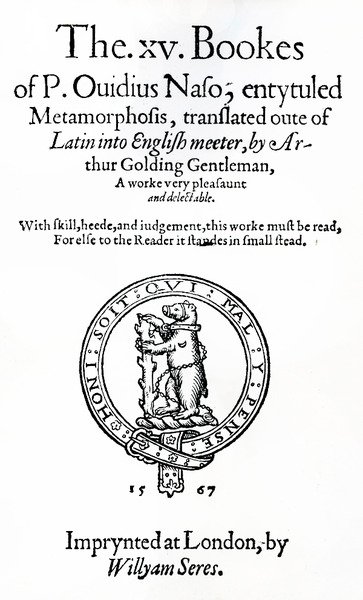 Strona tytułowa XV księgi P. Ovidiusa Naso, zatytułowanej Metamorphosis autorstwa English School