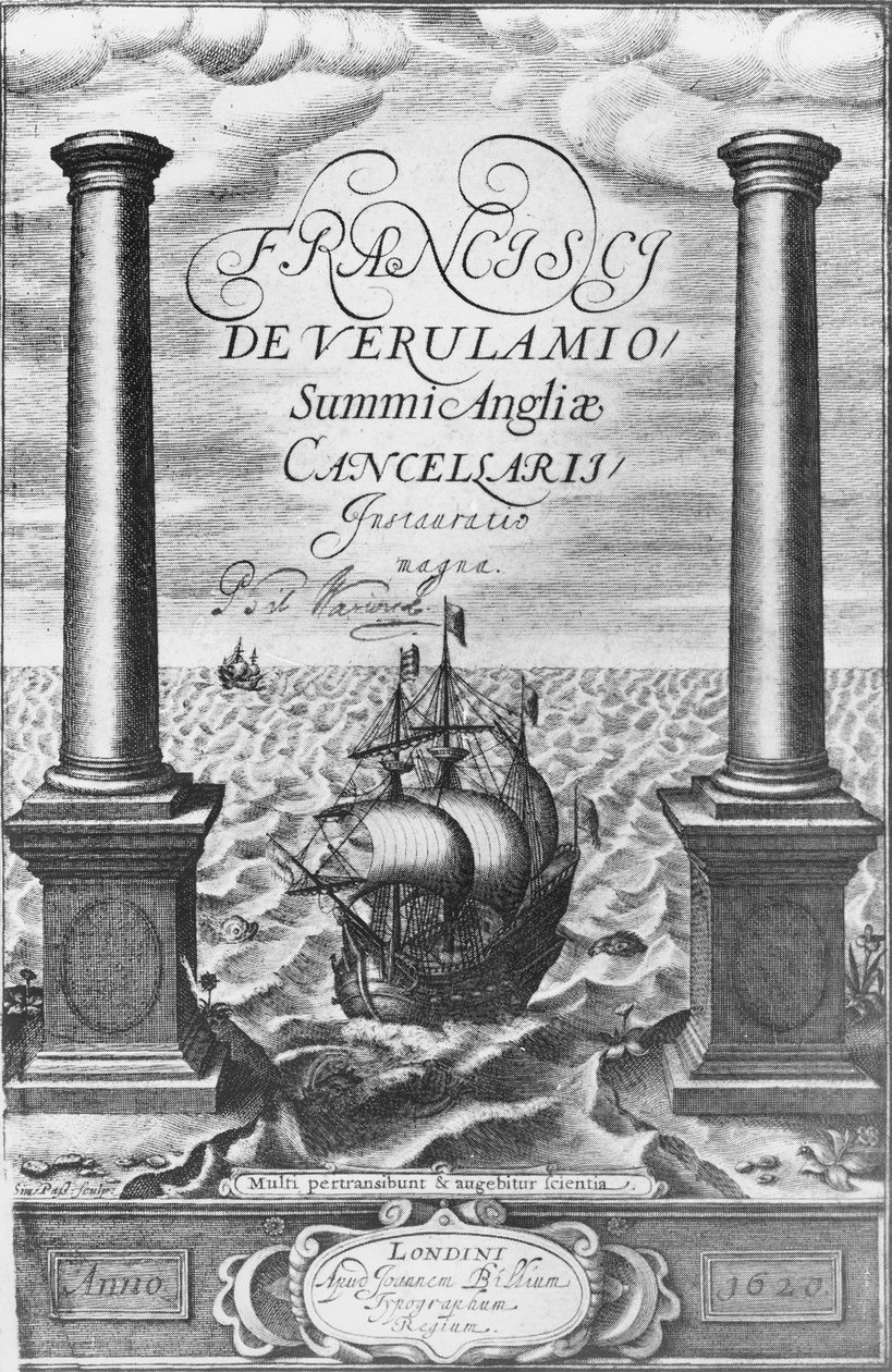 Strona tytułowa pierwszego wydania Novum Organum Sir Francisa Bacona, 1620 autorstwa English School