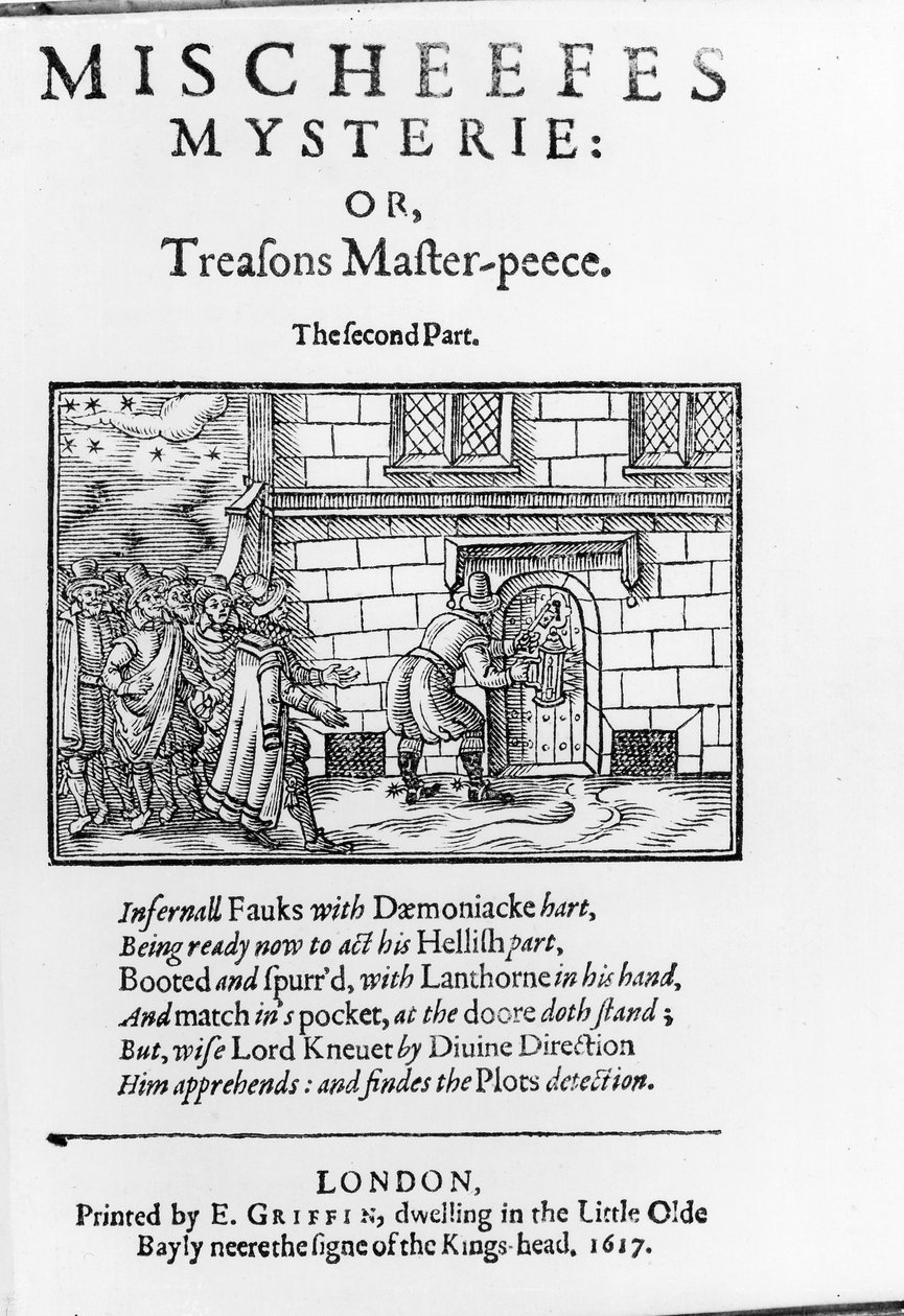 Strona tytułowa Mischeefes Mysterie or Treasons Master-peece - The Second Part autorstwa Johna Vicarsa 1617 autorstwa English School
