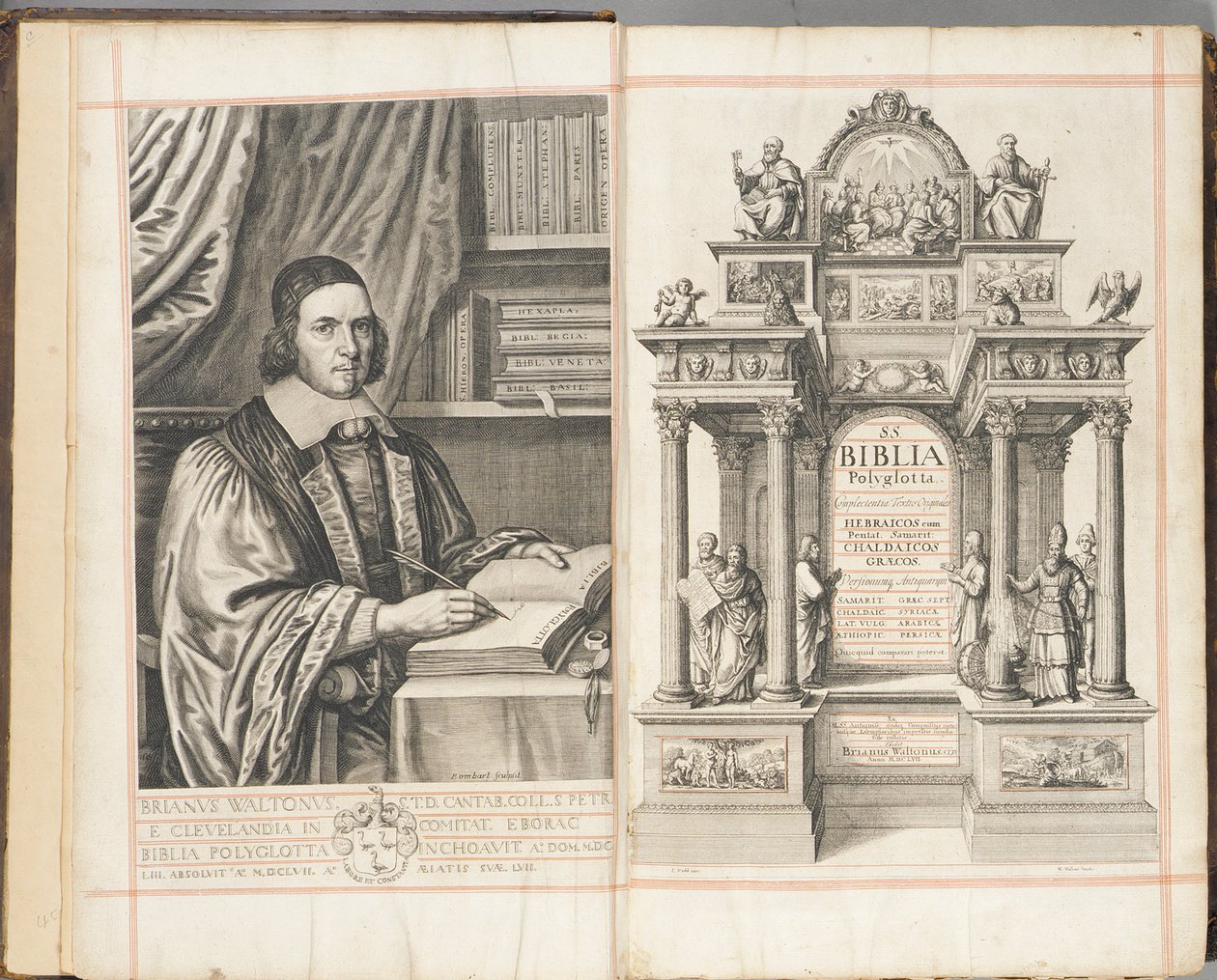 Strona tytułowa do „Biblia Sacra Polyglotta” Briana Waltona, wydanej w Londynie autorstwa English School
