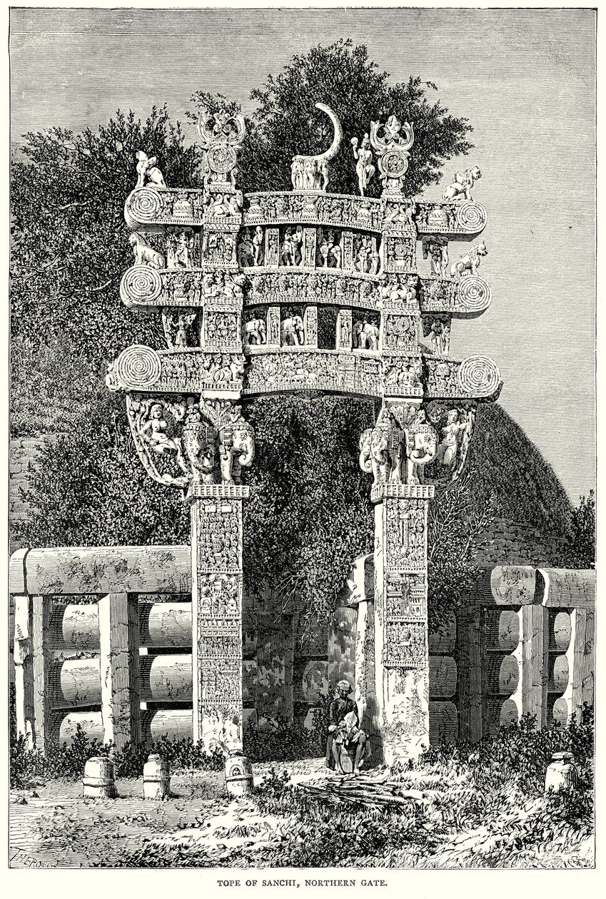 Tope w Sanchi, Brama Północna (rycina) autorstwa English School