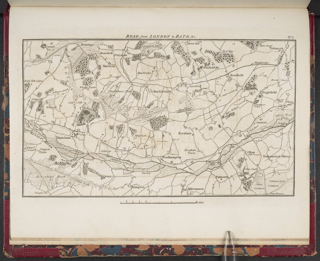 „Mapa topograficzna Wielkiej Drogi z Londynu do Bath i Bristolu, z zaznaczeniem trzech mil z każdej strony...” autorstwa English School