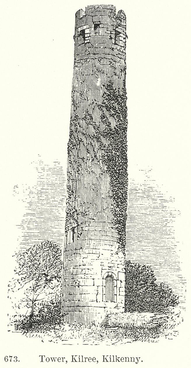 Wieża, Kilree, Kilkenny (grawerunek) autorstwa English School