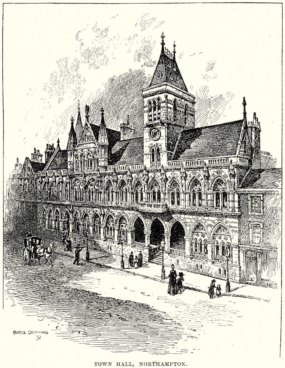 Ratusz w Northampton (grawerunek) autorstwa English School