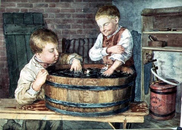 Łódki-zabawki, ok.1880 (akwarela na papierze) autorstwa English School