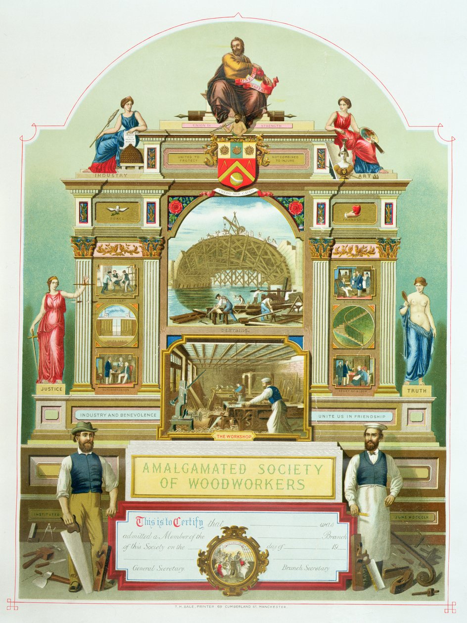 Znak handlowy Połączonego Towarzystwa Stolarzy, 1860 autorstwa English School