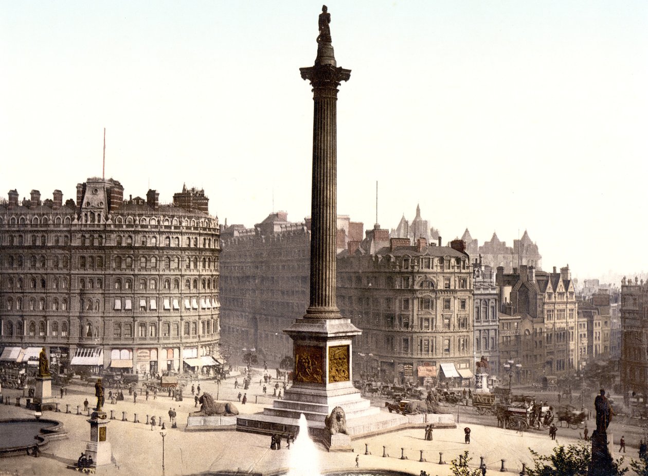 Trafalgar Square, Londyn (zdjęcie ręcznie kolorowane) autorstwa English School