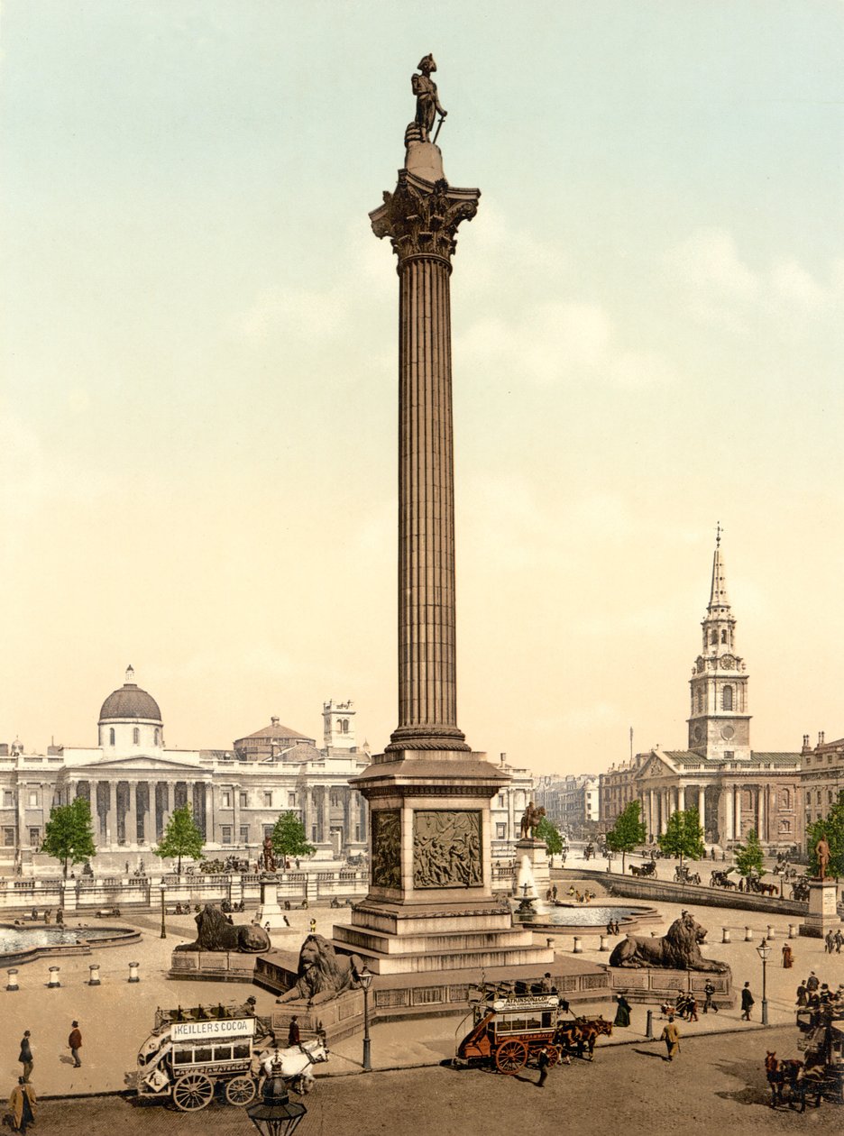 Trafalgar Square, Londyn (zdjęcie ręcznie kolorowane) autorstwa English School