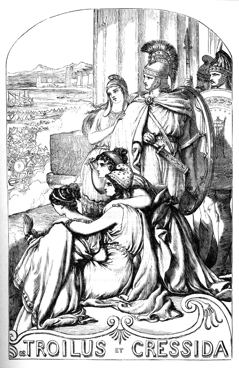 Troilus et Cressida - (Troilus i Cressida) - Ilustracja w „” Dzieła ukończone przez Williama Szekspira””” 1866 - Ilustracje i ogólna forma tego wydania zapożyczono z ilustrowanego Szekspira Cassella, opublikowanego w Londynie autorstwa English School