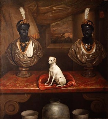 Dwa popiersia Blackamoor i terier, ok. 1720 r. autorstwa English School
