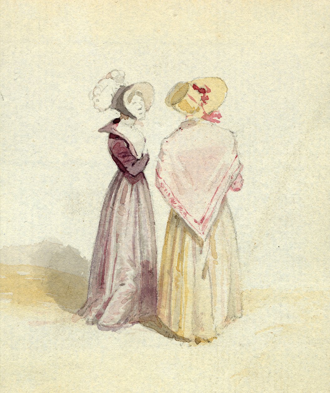 Dwie kobiety w czepkach, ok. 1825 (wc na papierze) autorstwa English School