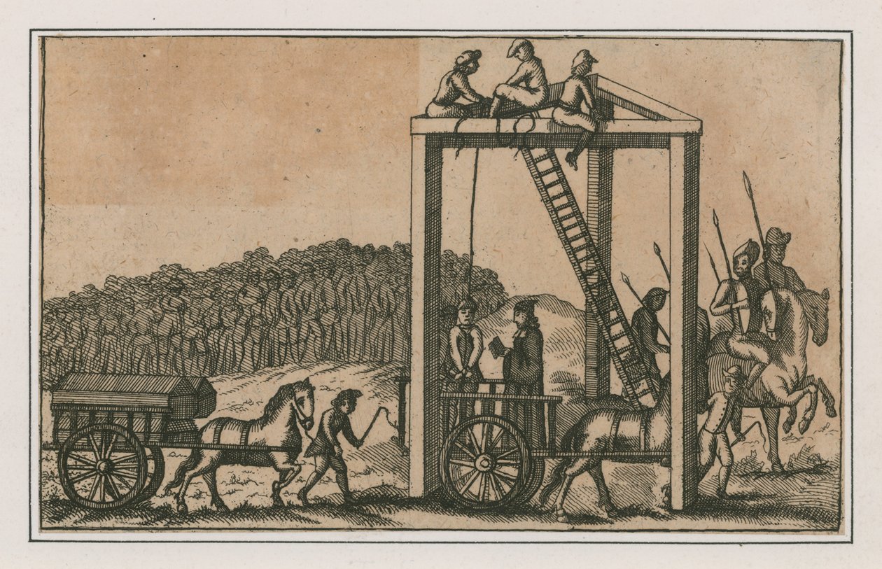 Drzewo Tyburn, około 1680 r. (rycina) autorstwa English School