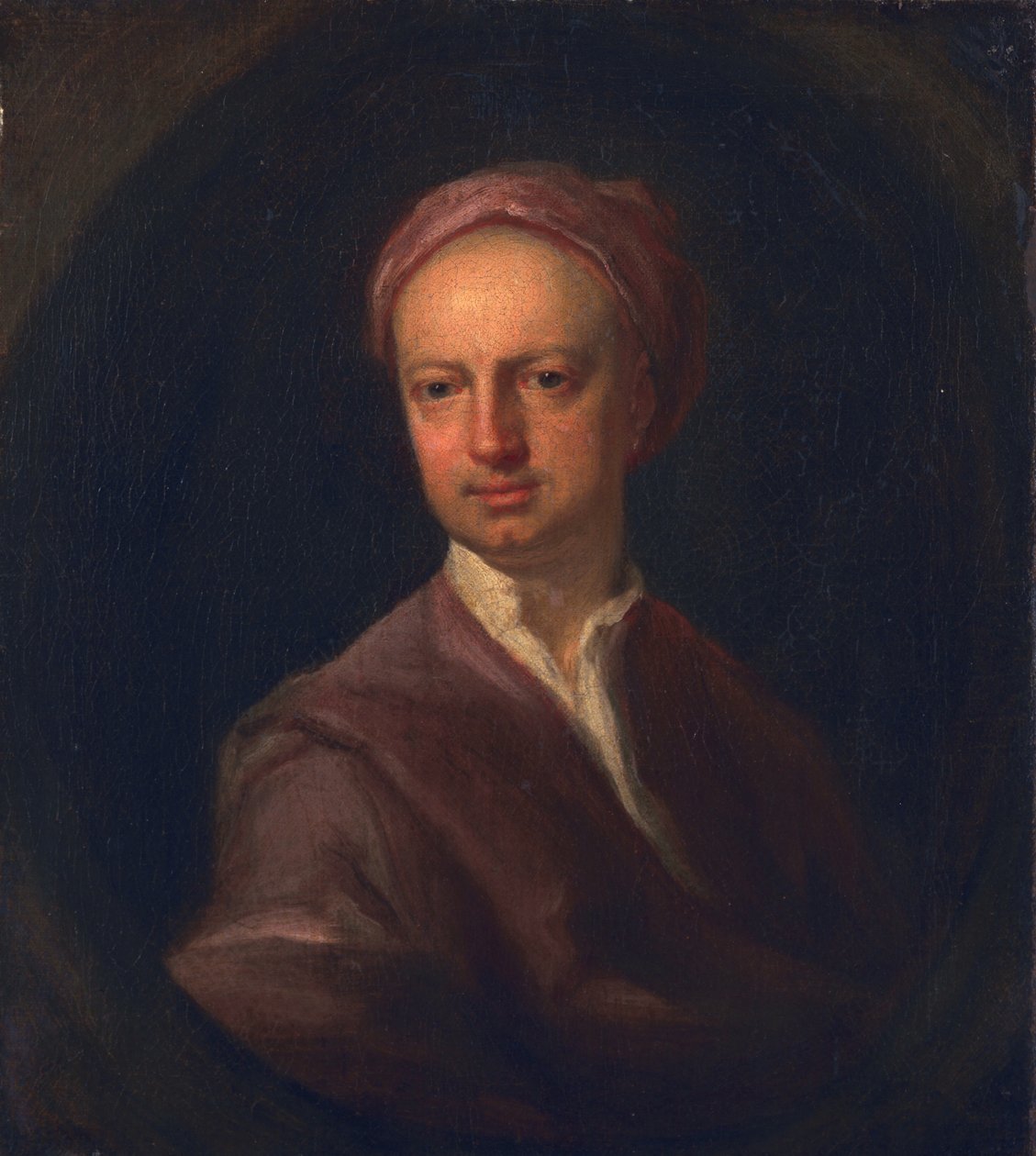 Nieznany mężczyzna, zwany Oliver Goldsmith, ok. 1730 r. autorstwa English School